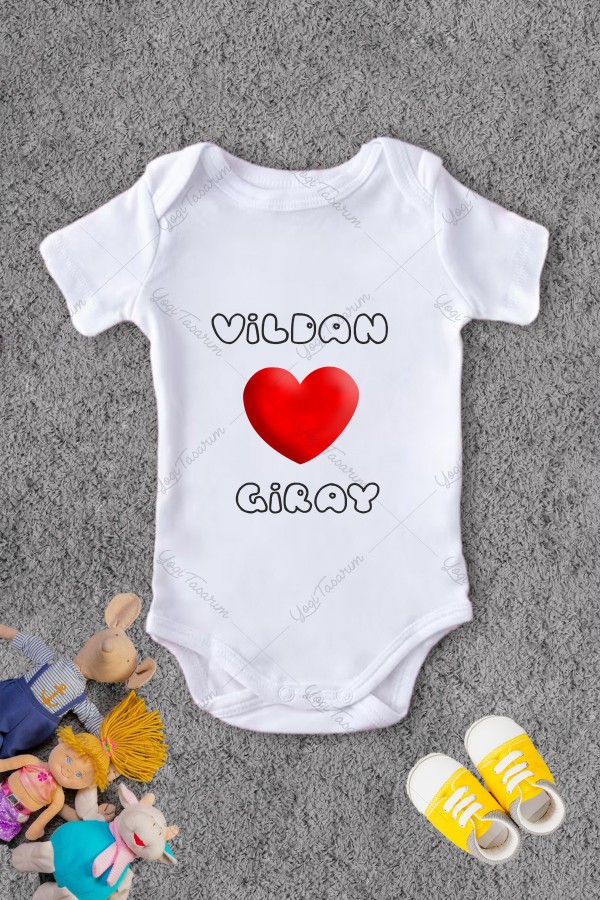 Çift İsmine Özel Kalpli Bebek Zıbını