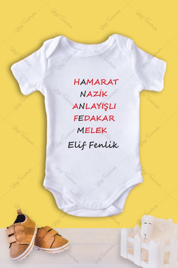 Hamarat Nazik Melek Annem Yazılı İsimli Bebek Zıbını