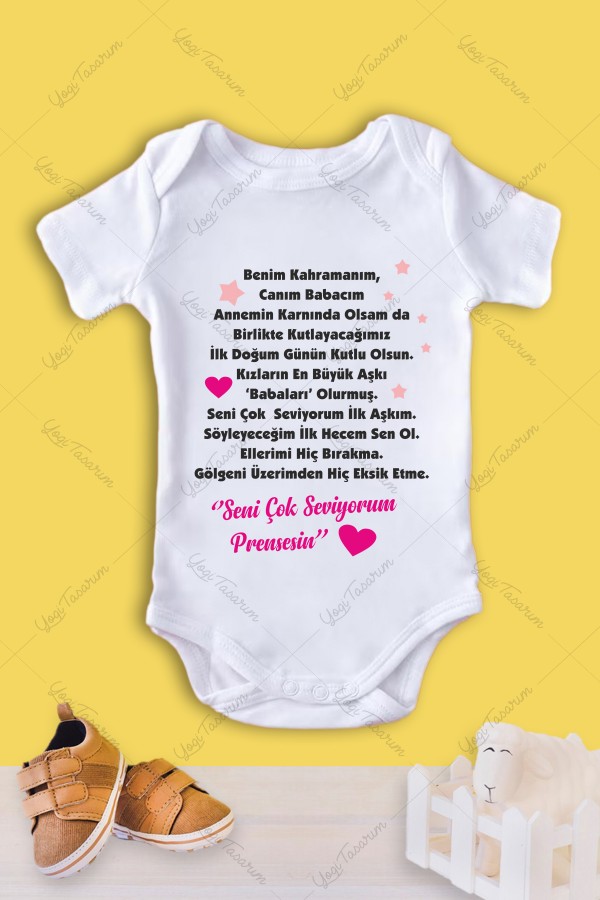 İlk Aşkım Kahraman Babam Prensesin Temalı Bebek Zıbını