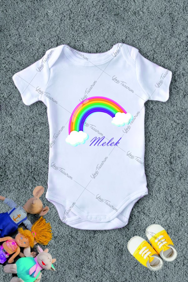 İsme Özel Gökkuşağı Temalı Bebek Zıbını