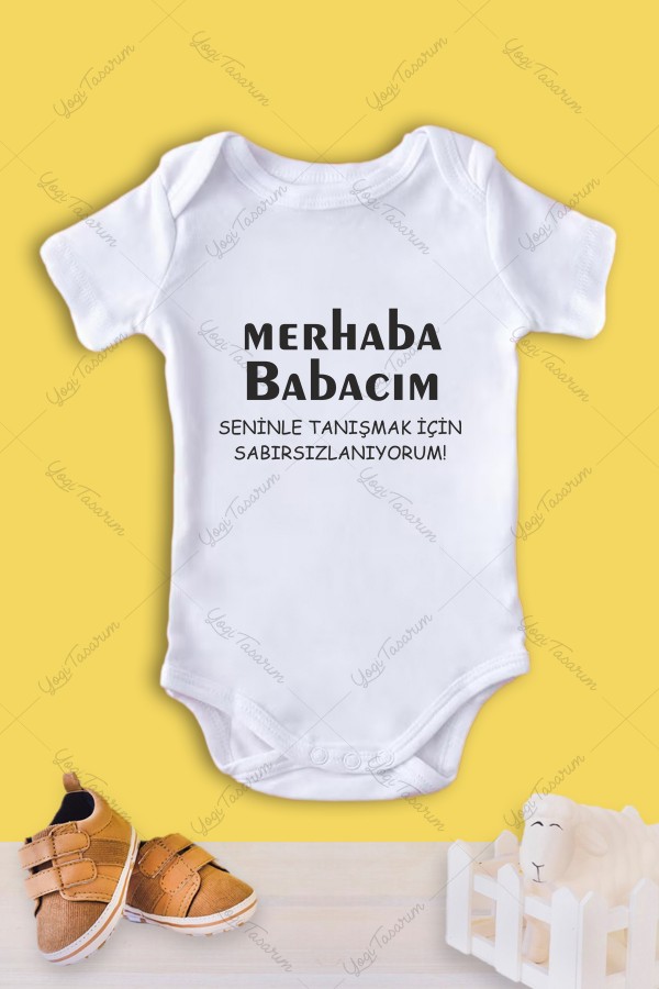 Merhaba Babacım Seninle Tanışmak İçin Sabırsızlanıyorum Temalı Bebek Zıbını