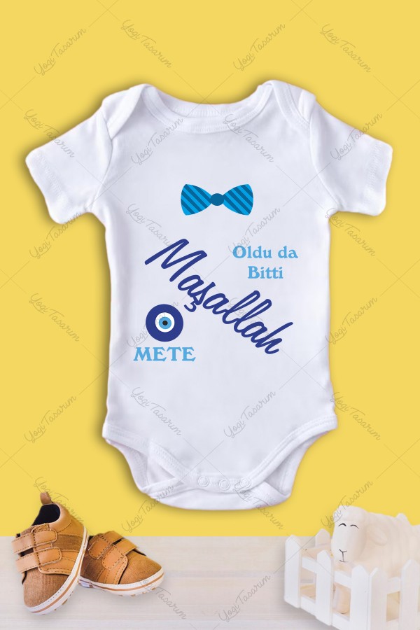 Oldu da Bitti Maşallah Yazılı Sünnet Temalı Bebek Zıbını