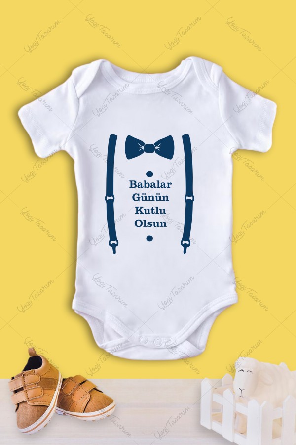 Papyonlu Askılı Babalar Günü Bebek Zıbını