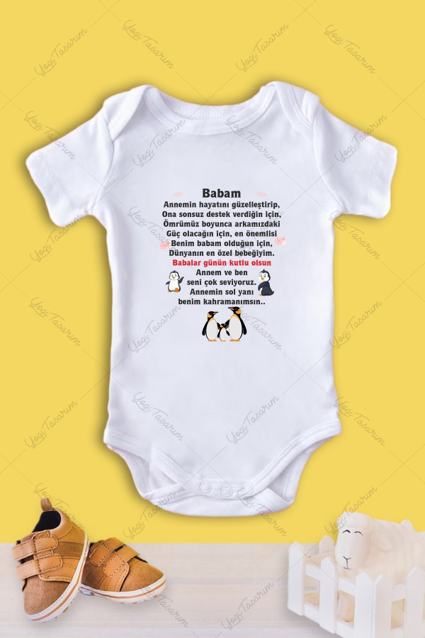 Penguen Figürlü Babalar Günü Hediyesi Bebek Zıbını