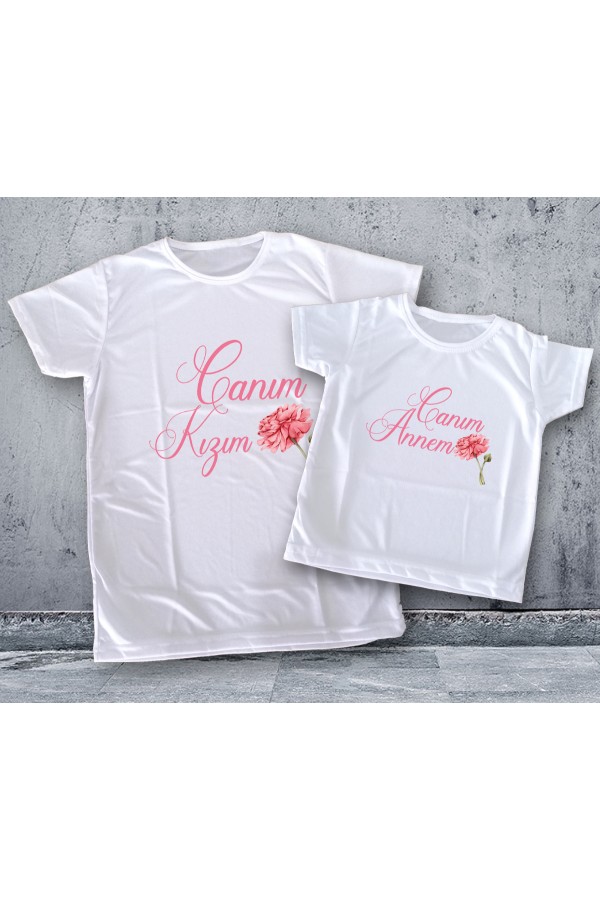 Anne Kız Kombin Canım Annem Temalı Tişört Baskı