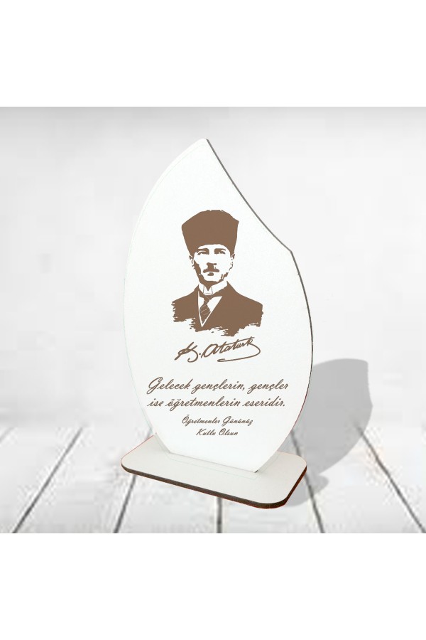 Öğretmenler Gününe Özel Atatürk siluetli ahşap plaket Öğretmenler Gününe Özel Atatürk siluetli ahşap plaket
