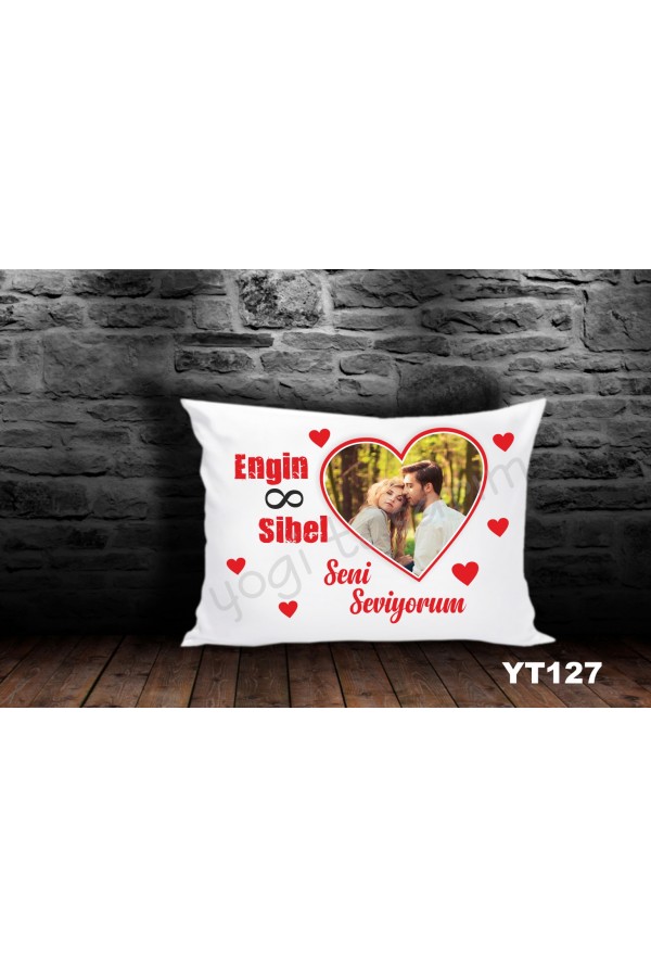 Çiftlere Özel İsimli Resimli Dikdörtgen Yastık Kılıfı Baskı