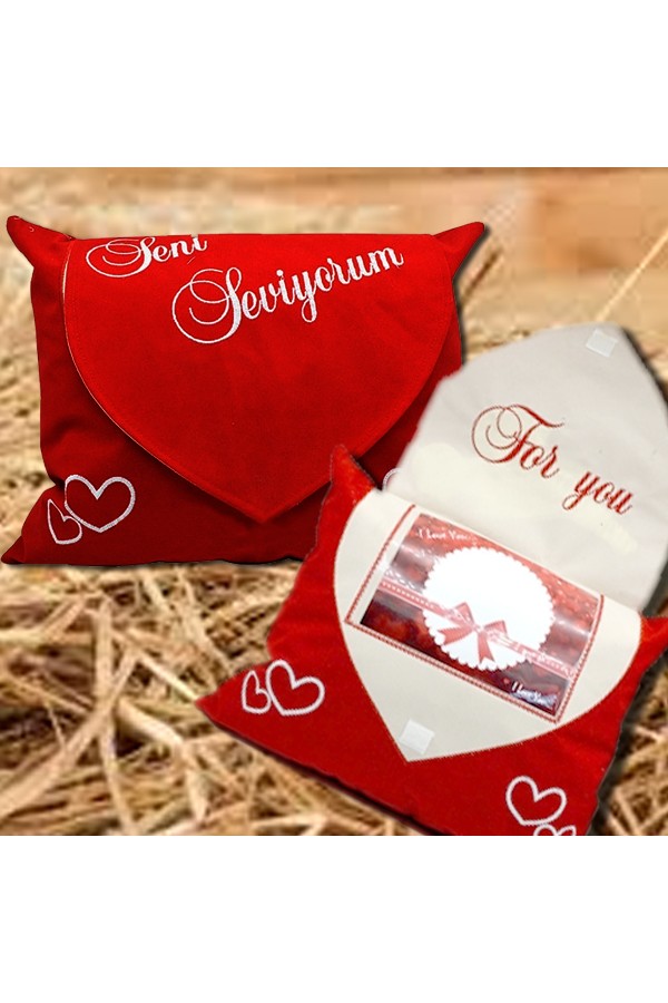 Seni Seviyorum Yazılı Mektup Yastık Kılıfı